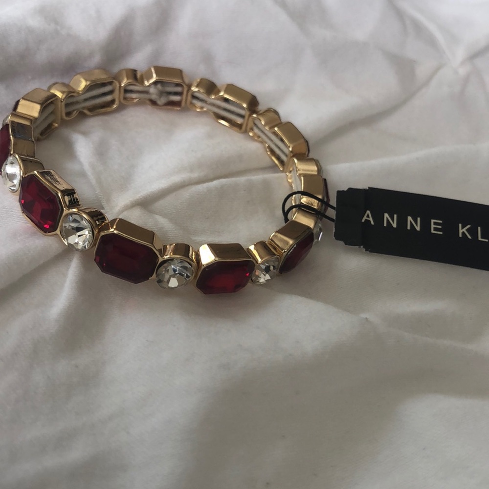 Anne Klein red jewel gold bracelet